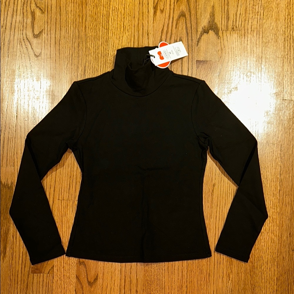 Cider Black Long Sleeve Turtleneck Top